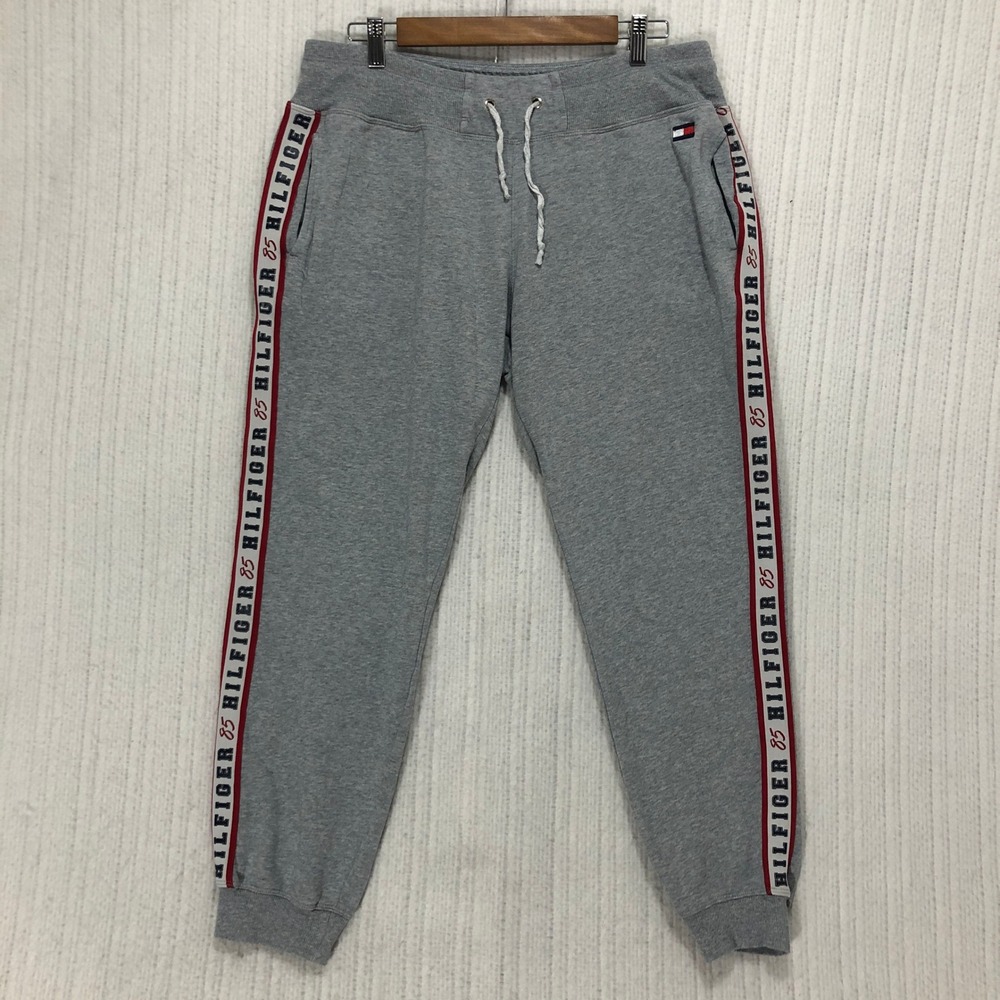 Tommy Hilfiger Sport Mens Gray Logo Tape Jogger Sweatpants Size L